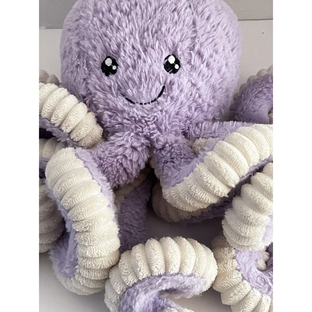 Octopus Plush Stuffed Animal Purple/Violet Ribbed Tentacles Sealife Beach Kawaii